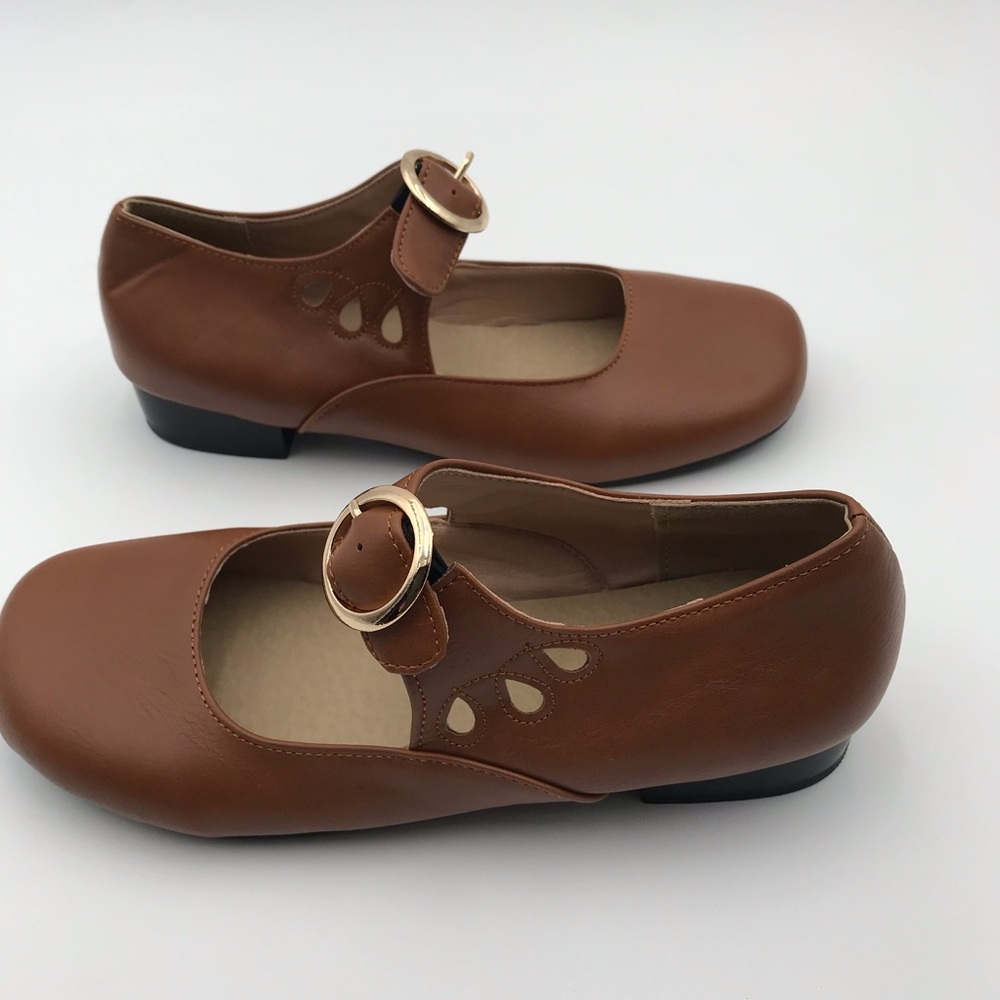 Harper & Lane Elegant Leather Brown Mary Jane Retro Shoes - Picture 2 of 5